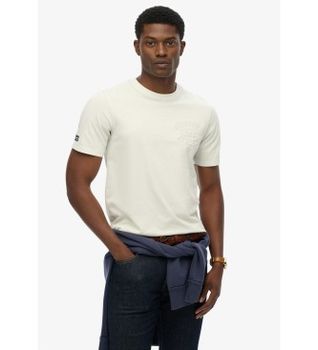 Superdry para hombre. M1012282A Camiseta Athletic Emboss Relaxed blanco roto (XXL), Casual, Algodón, Manga corta