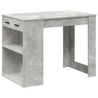 escritorio con cajon estante madera contrachapada gris hormigon vidaxl