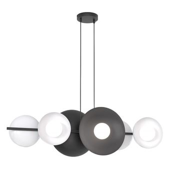 Lámpara colgante cirion negro+blanco (6 luces)