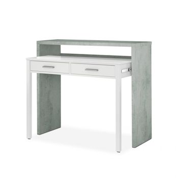 Mesa de escritorio extensible zira melamina, blanco artik