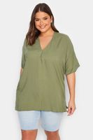 yours blusa caqui de pico mujer curvy y tallas grandes yours