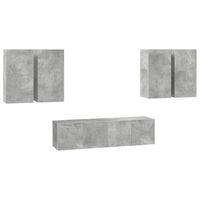 set muebles de salon tv  muebles de salon 6 pzas madera ingenieria gris hormigon cfw84708