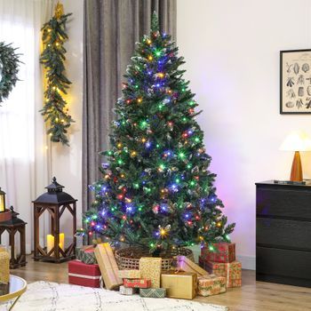 Árbol De Navidad De Plástico Metal Homcom 125x125x210 Cm Verde