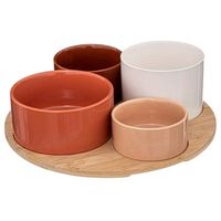 juego de aperitivos de bambu  5 piezas