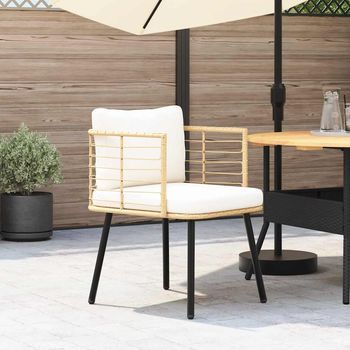Sillón De Jardín Con Cojines Ratán Sintético Natural Cfw420992