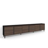 mueble tv television muebles de salon almacenaje 309x61x35 cm para tv hasta 80 diseno industrial estilo moderno roble oscuro y negro