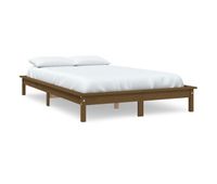 estructura de cama madera maciza pino marron miel 140x190 cm