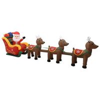 decoracion navidena inflable trineo de papa noel con 5 leds marron 140x490x85 cm