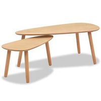 conjunto de dos mesas de centro en madera maciza de pino y mdf dec031261