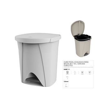 Plastiken Cubo De Pedal Nature 30l+18l Blanco 6448c-bla