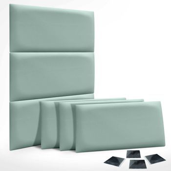 Dhome Juego De 6 Paneles Tapizados De Pana Premium Pack Autoadhesivos Para Pared Acústicos Absorbentes Protección Impactos (verde Agua, 50x40cm, X6)
