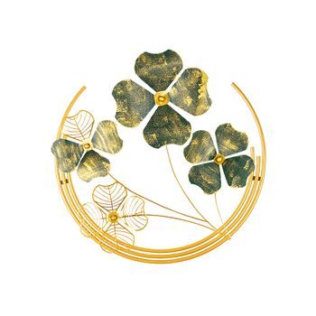 Decoración Pared De Metal Shihezi Oro Verde 50x50x5 Cm