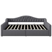 cama tapizada 140x200 - con led y almacenamiento - gris