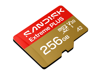 Tarjeta Micro SD - SANDISK Extreme PLUS, 256 GB, Hasta 250 MB/s de lectura, 5K y 4K UHD, V30, A2, U3, UHD-I, Adaptador SD, Oro