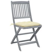 pack 4 uds sillas de jardin  silla de exterior  sillon plegables cojines madera maciza acacia