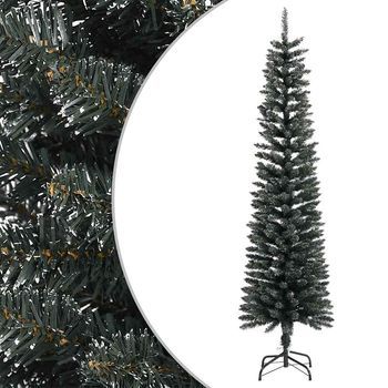 Árbol Navidad | Decoraciones De Navidad Artificial Estrecho Con Soporte Pvc Verde 180 Cm Cfw628421