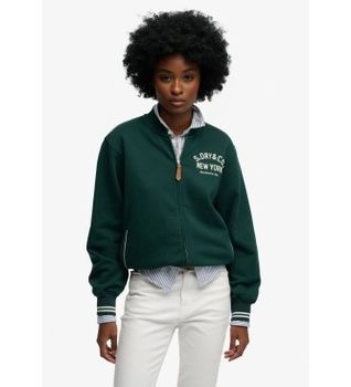 Superdry para mujer. W2012594A Cazadora Country Club Bomber verde (M), Casual, Algodón, Manga larga