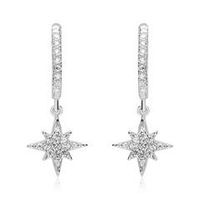 pendientes plegables de plata 925 estrella con circonita