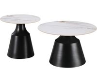 juego de 2 mesas de centro anidadas en ceramica vulca - 70 x 70 x 43 cm - blanco