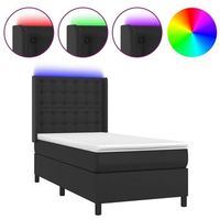 cama box spring y colchon led cuero sintetico negro 80x200 cm vidaxl