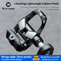 west biking pedales autoblocantes para bicicleta de carretera ligeros de nailon con 3 rodamientos sellados pedales sin clip compatibles con el sistema look keo