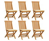 sillas de jardin 6 unidades con cojines crema madera de teca