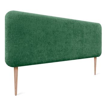 Dhome Cabecero Tapizado En Lana Liso Con Patas Redondeado Para Pared Acústicos Cabeceros Absorbentes Cabezal Cama Dormitorio (verde, 150cm)