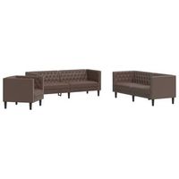 juego de sofas chesterfield 3 piezas cuero sintetico marron vidaxl