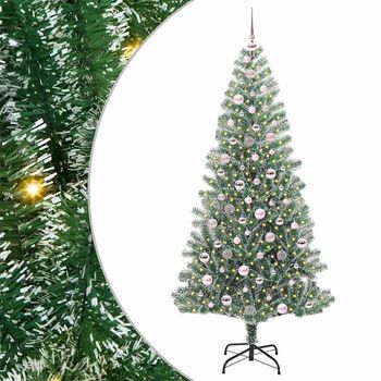 Árbol De Navidad Artificial Nevado Con Luz Led Verde Y 210 Cm