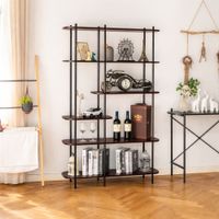 libreria en acero y madera marron