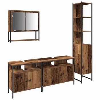 Juego De Muebles De Baño 4 Uds. Madera Vieja 33 X 33 X 185,5 Cm Vidaxl