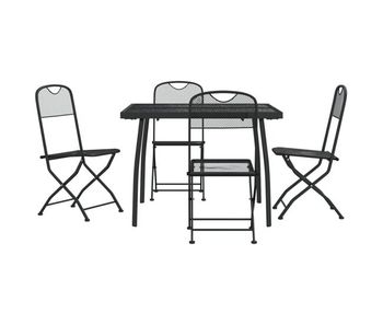 Juego de comedor de jardin 5 piezas malla metálica gris antracita