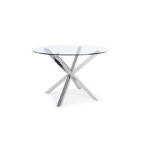 mesa redonda de cristal templado aurora 120cm comedor o cocina gris