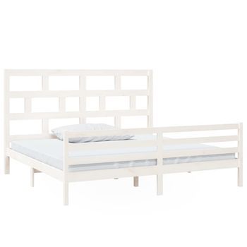Estructura De Cama Madera Maciza De Pino Blanca 200x200 Cm Vidaxl