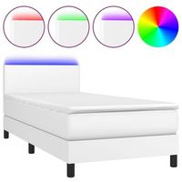 cama individual  cama box spring  cama para adultos y colchon led cuero sintetico blanco 80x200 cm