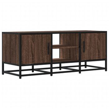 Mueble Tv Metal Y Madera Ingeniería Marrón Roble 100x35x41 Cm Vidaxl