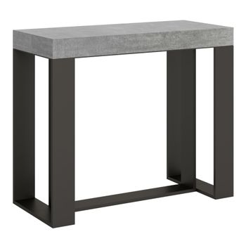 Consola extensible 90x40/196 cm efecto madera gris cemento, hierro