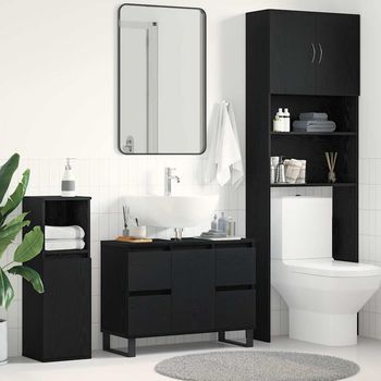 Vidaxl Gabinete De Baño Roble Negro 80 X 33 X 60 Cm