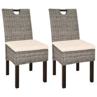 sillas de comedor 2 unidades ratan kubu y madera de mango vidaxl