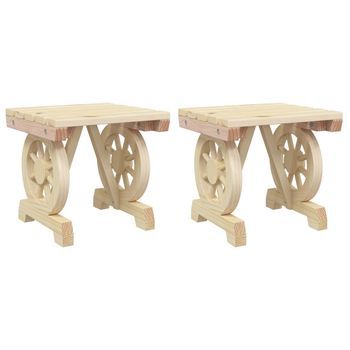 2 Piezas Taburetes De Jardín | Otomana De Jardín | Reposapiés De Jardín Madera Maciza De Abeto