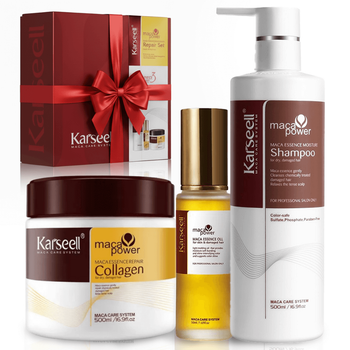 Karseell Pack De 3 Unidades - 1 Mascarilla Capilar De Colágeno 500 Ml. + 1 Sérum De Aceite De Argán 50 Ml. + 1 Champú 500 Ml.