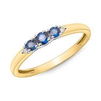 14 quilates anillo de oro 3 zafiros 0377 ct 2 diamantes