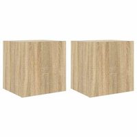 muebles de tv pared luces led 2 uds roble sonoma 405x35x40 cm vidaxl
