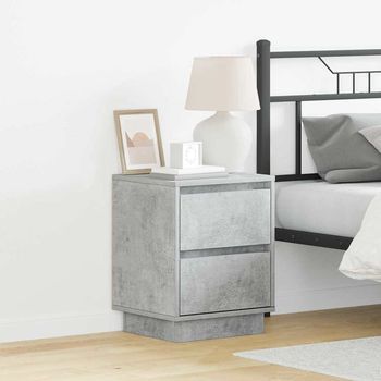 Mesa De Noche - Mueble Para Dormitorio - Madera De Ingeniería - Gris Concreto (39x34.5x50cm)