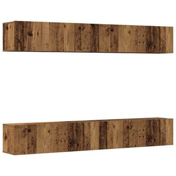 Conjunto De 4 Piezas De Muebles Para Tv De Pared, Madera Antigua, 100x30x30 Cm Vidaxl