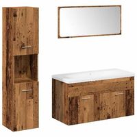 juego de muebles de bano 5 piezas madera ingenieria envejecida vidaxl