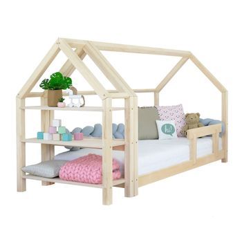 Cama Cabaña Con Estante 90 X 180 Natural