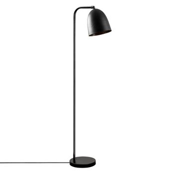 Lámpara de pie negro y pantalla de cúpula orientable