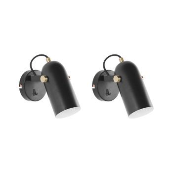 Conjunto De 2 Lámparas De Pared De Metal Negro Dorado Blanco Orientable Tyria