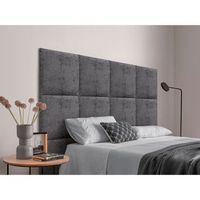 dhome cabecero tapizado para camas de 140cm compuesto de paneles autoadhesivos intercambiables de lana ecologica cama lujo dormitorio acolchado gris